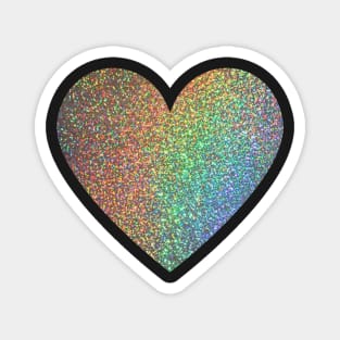 Rainbow Holographic Ombre Faux Glitter Heart Magnet