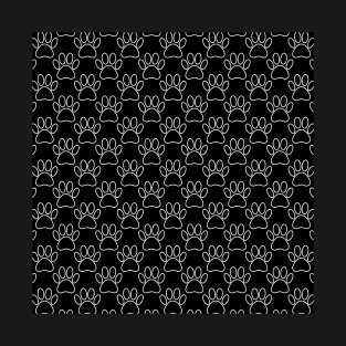 White Dog Paws In Black Background T-Shirt