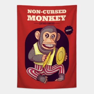 Creepy Vintage "Non-Cursed Monkey" Antique Toy Tapestry