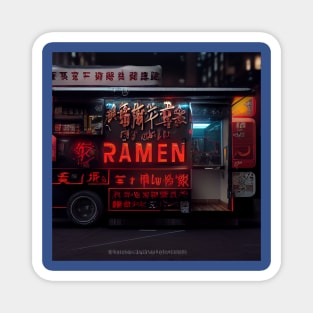 Cyberpunk Tokyo Ramen Food Truck Magnet