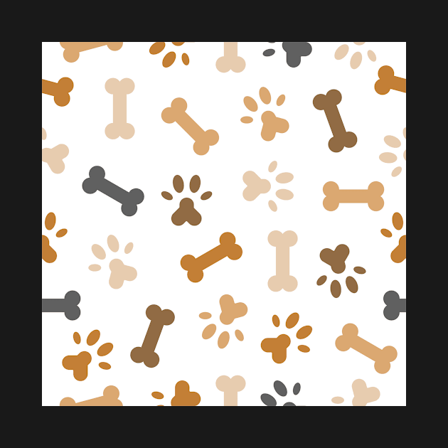 Dog seamless pattern theme, bone, paw foot print by Artaron