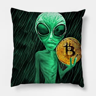 Alien Bitcoin Collectors Mars Invasion Sci-fi Pillow