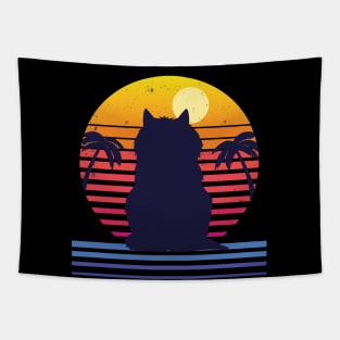 Retro Cat Life at the beach Tapestry