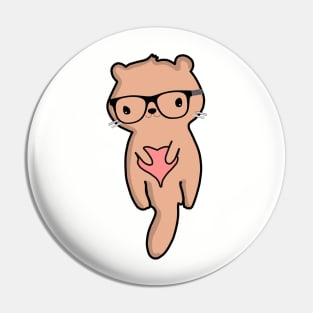 Cute Hipster Otter T-Shirt Pin