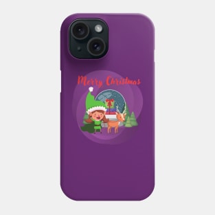 Snow globe, santa elf and reindeer Phone Case