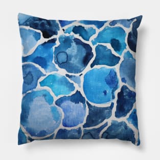 Watercolor Abstract Blues Pillow