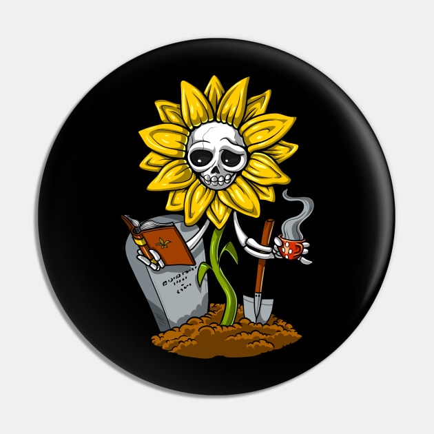 Sunflower Skeleton Hippie Pin by underheaven