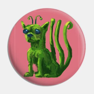 Green alien dog Pin