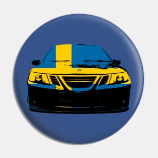 Saab 9-3 2nd generation classic car Swedish flag monoblock Pin