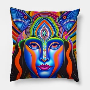 Catgirl DMTfied (15) - Trippy Psychedelic Art Pillow