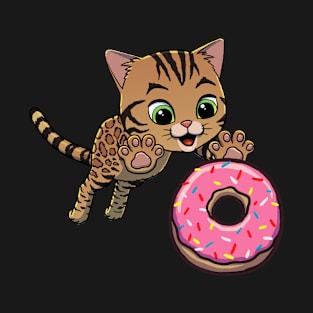 Bengal Cat excited to eat a donut T-Shirt