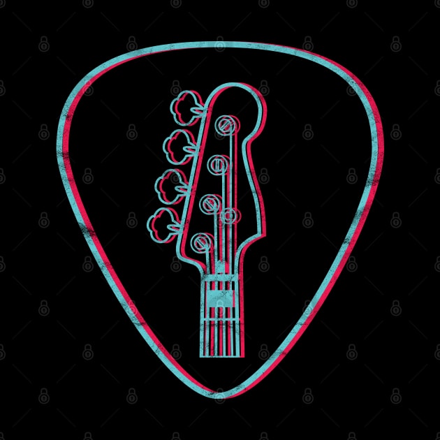 3D Bass Guitar Headstock Guitar Pick Dark Theme by nightsworthy