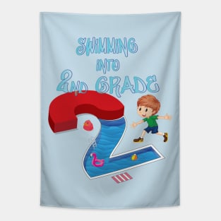 Swimming Into 2nd Grade Back To School Boy Tapestry