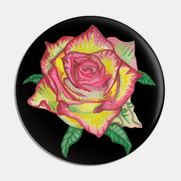 Pink yellow rose with green leaves Pin by deadblackpony