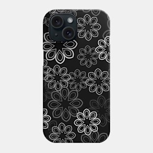 Neon Floral White on Black Phone Case