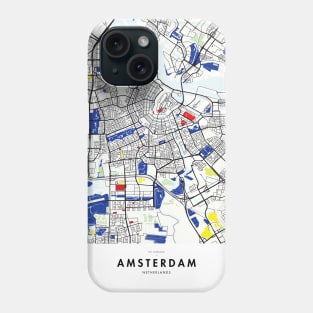 Amsterdam (Netherlands) Map x Piet Mondrian Phone Case