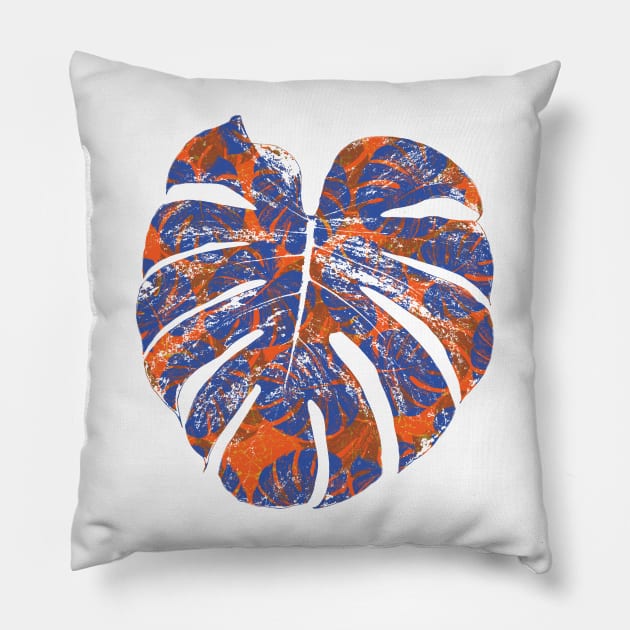 Monstera Extravagant Blue Pillow by cesartorresart