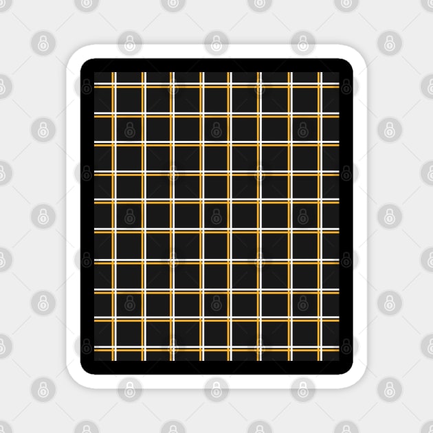 Black with Mustard Yellow Square Grid Magnet by OneThreeSix