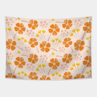 Abstract Floral Pattern in Orange, Yellow and Peach Tapestry