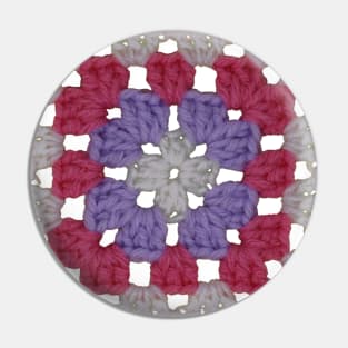 Pastel Vintage Crochet Granny Square Pin
