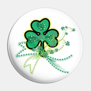 Shamrock Flourish Saint Patrick's Day Lucky Symbol Vector Pin