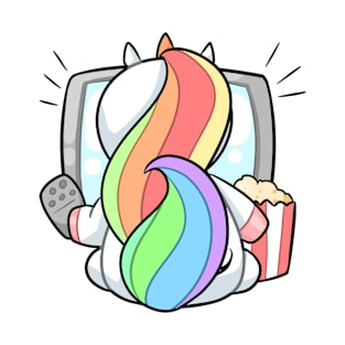 Kawaii unicorn watching tv T-Shirt