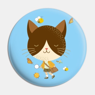 Brown cat head Pin