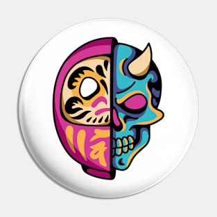 Daruma and skull Pin