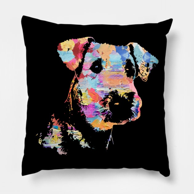 Pastel Paint Airedale Terrier Portrait Pillow by Nartissima