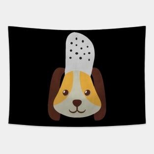 cute doggo with croc on the head - back Tapestry