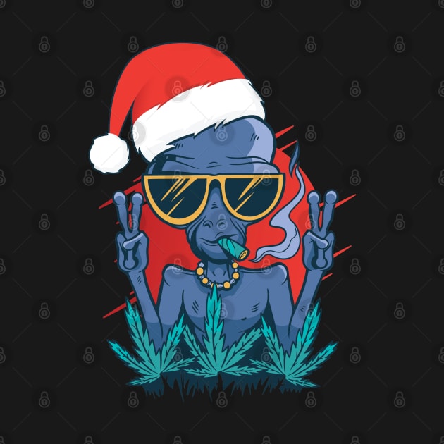 Santa Claus Alien Smoking Weed Christmas design by theodoros20