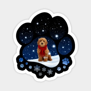 Snow Paw Red Goldendoodle Christmas Winter Holiday Magnet