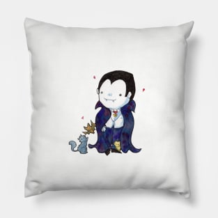 Dracula Loves Kittens Pillow