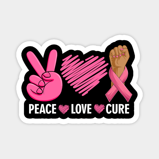 Breast Cancer Awareness Costume Pink Peace Love Cure Faith Magnet by folidelarts