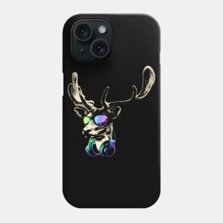 Deer DJ Brown Cool and Funny Music Animal With Sunglasses And Headphones. Phone Case