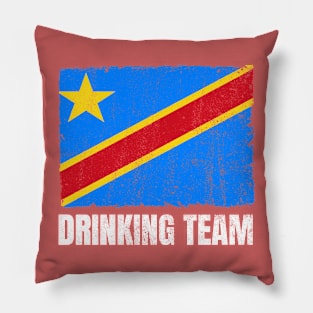 Congolese Drinking Team Graphic for Men Women Funny DR Congo Flag Pillow