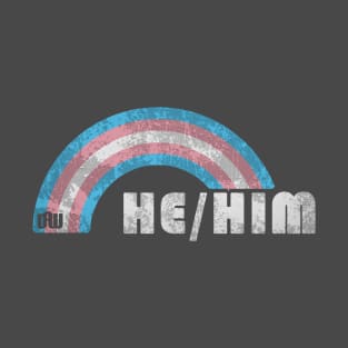 Grunge Transgender Pride - He/Him Pronouns T-Shirt