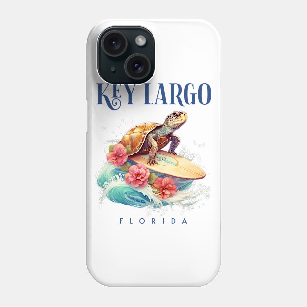 Key Largo Florida Smiling Surfing Turtle Souvenir Phone Case by grendelfly73