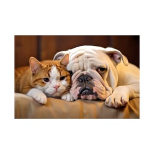 English Bulldog Cat Pet Animal Beauty Warm Cuddle Caring T-Shirt