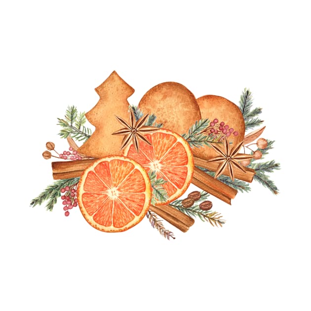 Gingerbread, spruce, oranges and spices composition by Flowersforbear