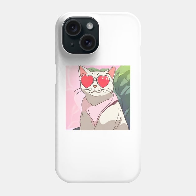 Cat with heart shaped sunglasses Phone Case by Berenicelee23