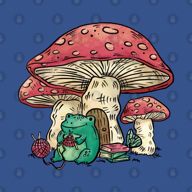 Cottagecore Aesthetic Mushrooms and Frog Cartoon by DRIPCRIME Y2K