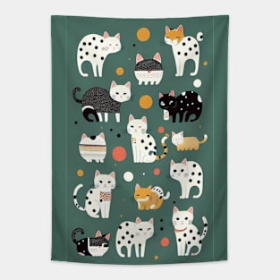 Dot-Delight: Cheerful Cat Design Tapestry