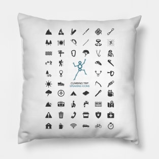 Climbing Trip Icons Pillow