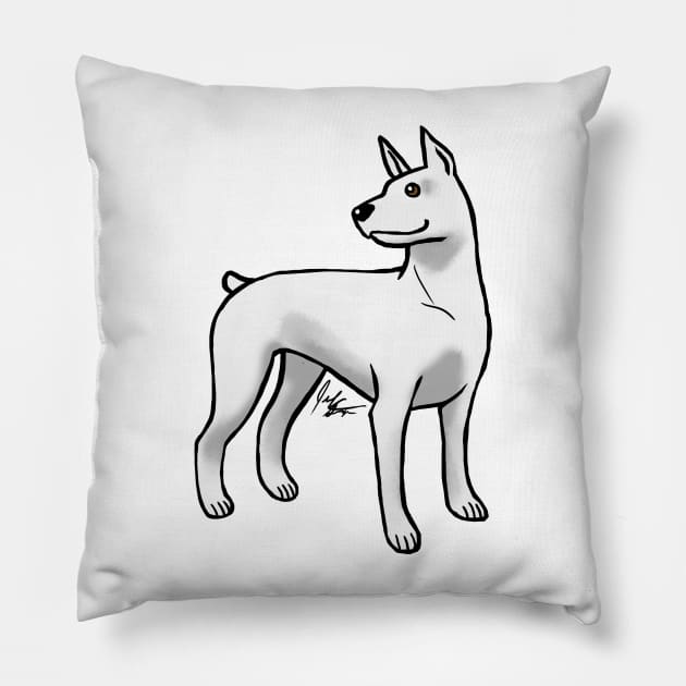 Dog - Doberman Pinscher - White Pillow by Jen's Dogs Custom Gifts and Designs