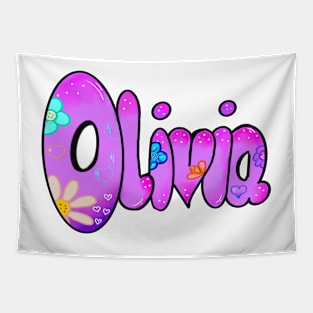 Olivia girls first name in purple Personalized personalised customised name Olivia Tapestry