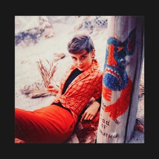 Audrey Hepburn In Red T-Shirt