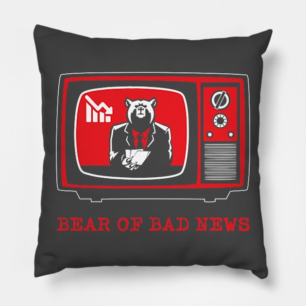 Bear on Bad News Pillow by wrenfro