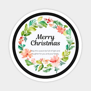 Merry Christmas Round Sticker 12 Magnet