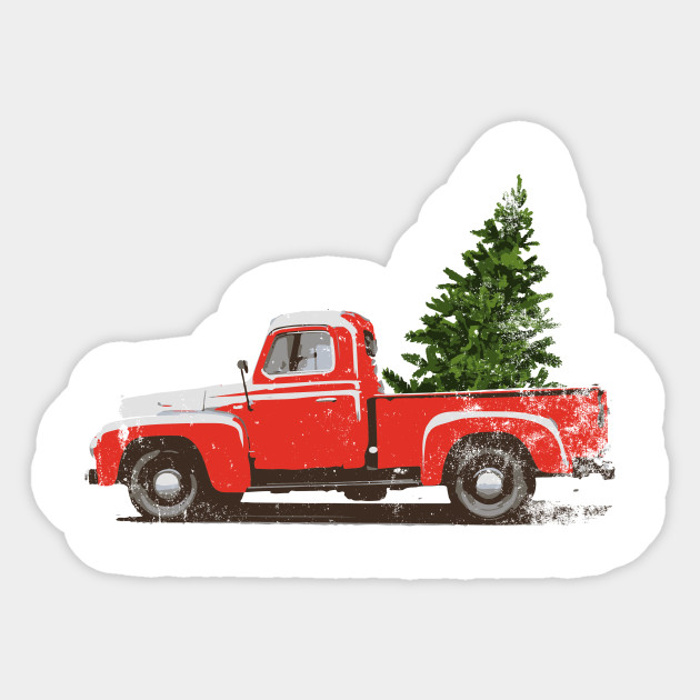 Vintage Pickup Truck Christmas Tree Vintage Cars Sticker Teepublic Au